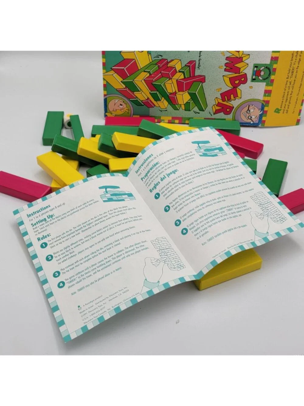 VTG 80s 90s Timber Stacking Block Game For 1-6 Players